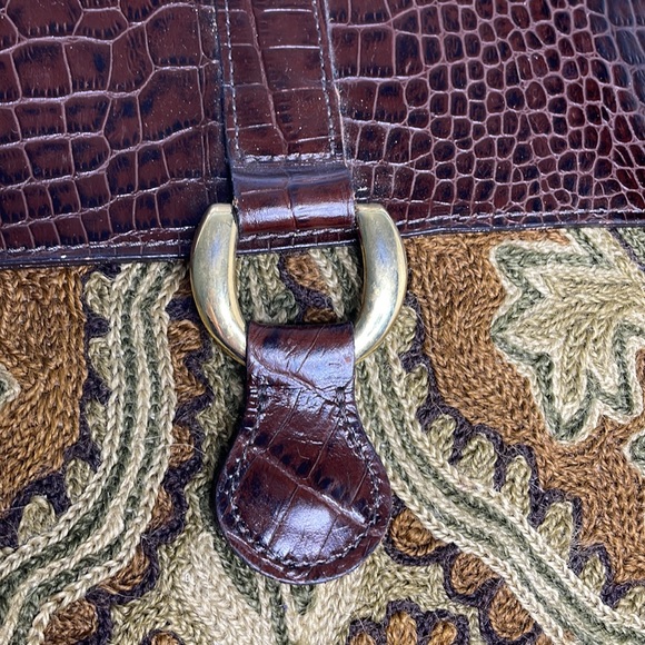 Rare Clever Carriage Company Crewel Embroidered Satchel - Picture 4 of 11